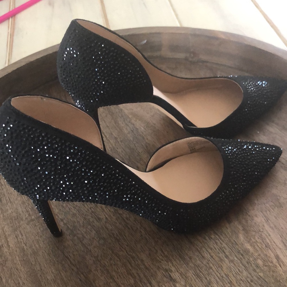 Black Stud Point Toe Heels